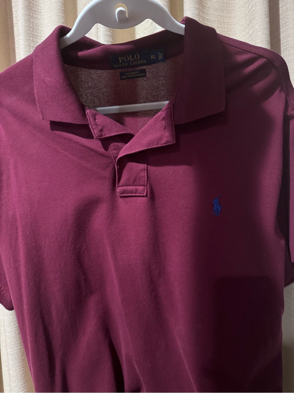 Polo by Ralph Lauren Men's Wine Polo with Blue Pony- custom fit